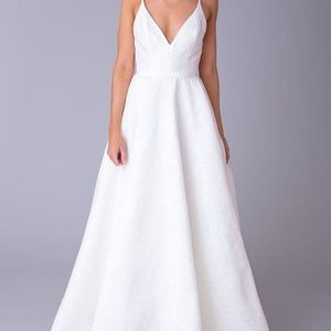 Unique A-Line Textured Ivory Pockets Backless